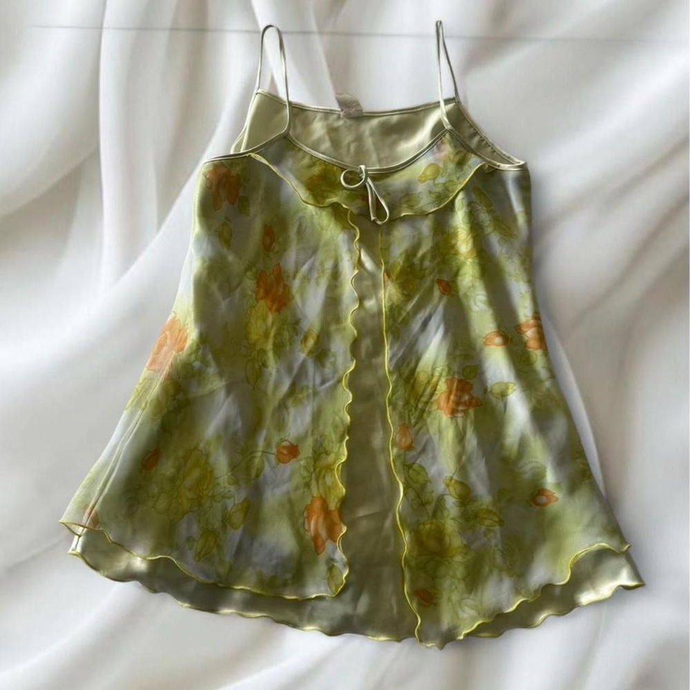 Y2K vintage fairy core floral graphic lace babydoll cami tank top